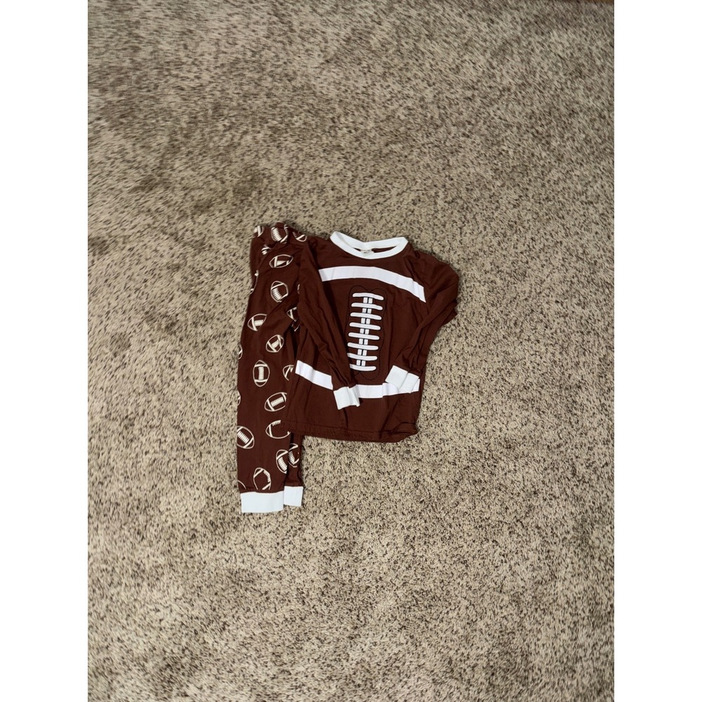AJ Design Kids 8 Years Football Pajama Set Brown White Long‎ Sleeve Pants